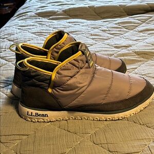 L.L. Bean Womens Quilted Slip-On Shoes - gray, green, yellow